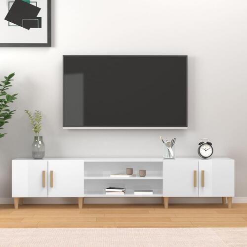 Tv-bord 180x31,5x40 cm konstrueret træ hvid højglans