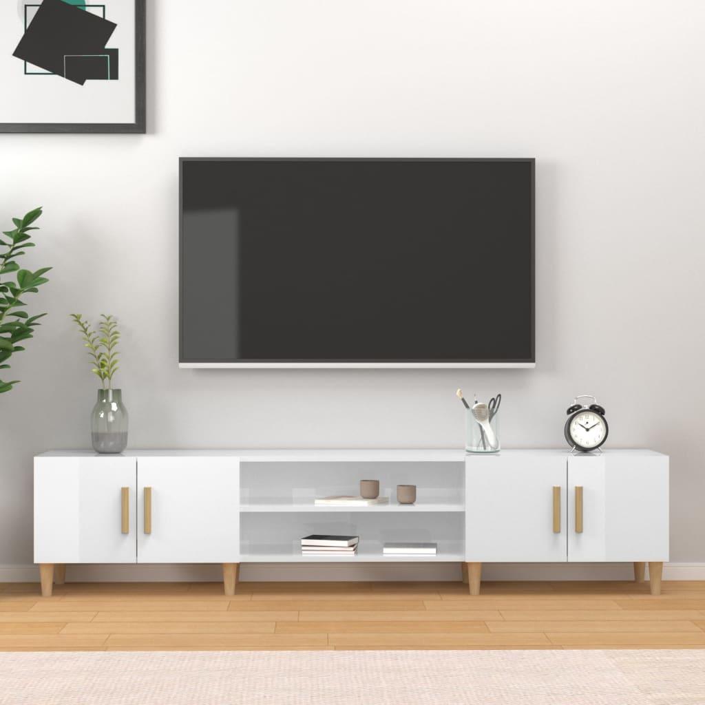 Tv-bord 180x31,5x40 cm konstrueret træ hvid højglans