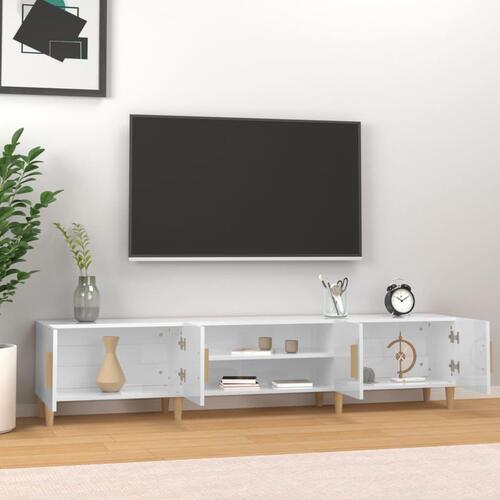 Tv-bord 180x31,5x40 cm konstrueret træ hvid højglans