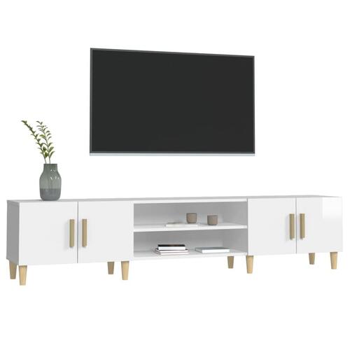 Tv-bord 180x31,5x40 cm konstrueret træ hvid højglans