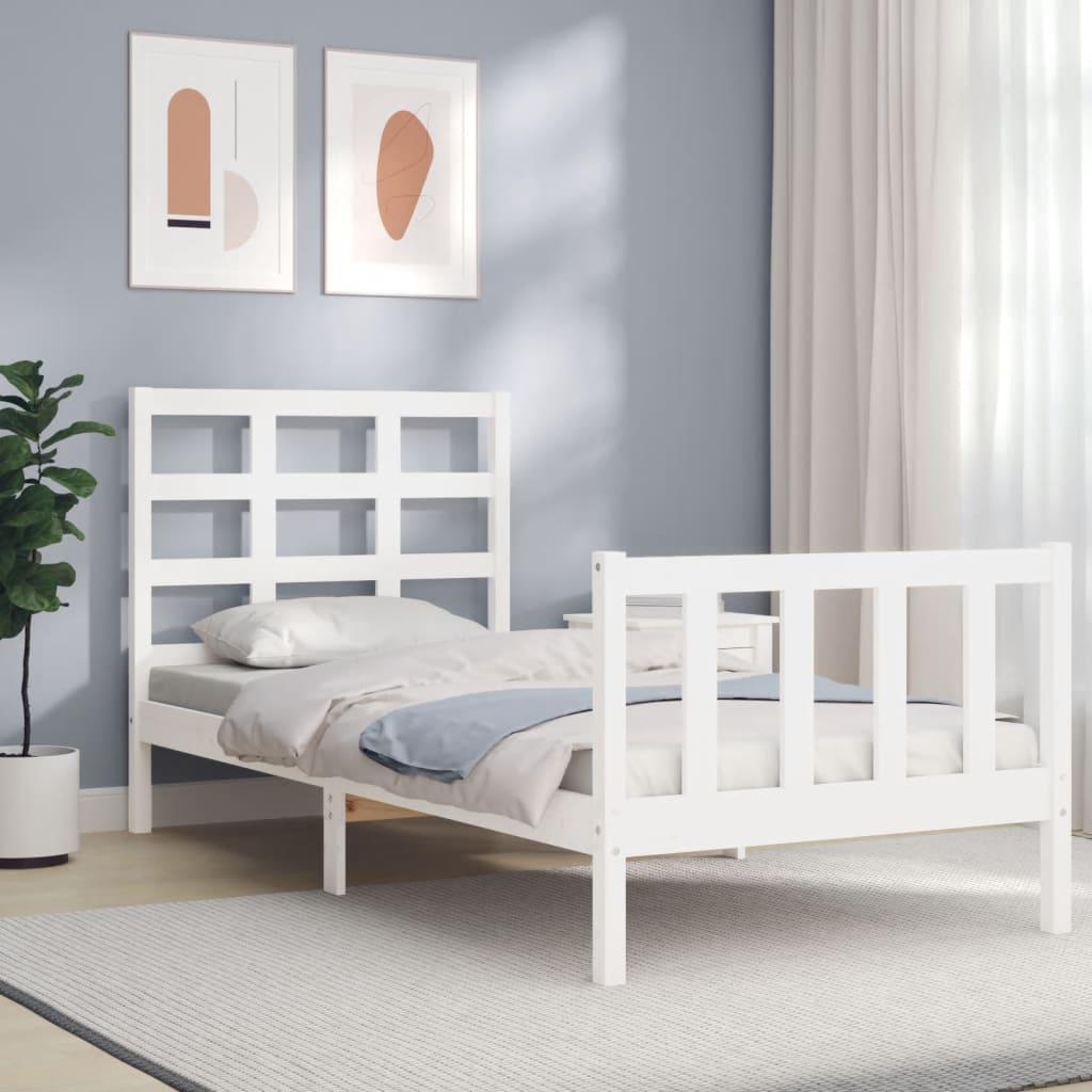 Sengeramme uden madras 90x200 cm massivt fyrretræ hvid