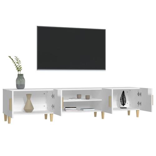 Tv-bord 180x31,5x40 cm konstrueret træ hvid højglans