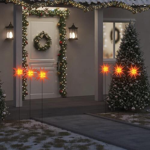 Juledekoration med LED-lys og jordspyd 3 stk. 35 cm foldbar rød