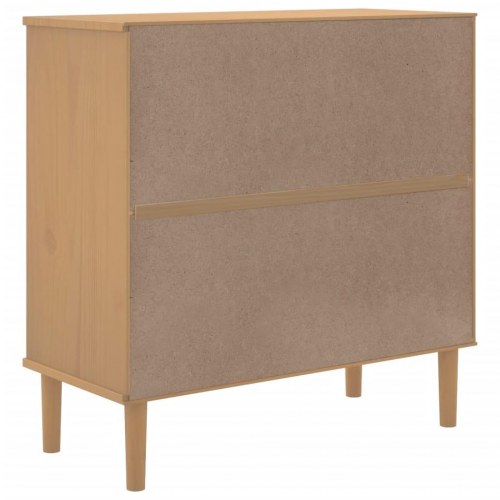 Skænk 80x35x80 cm i massivt fyrretræ - rattan-look, brun