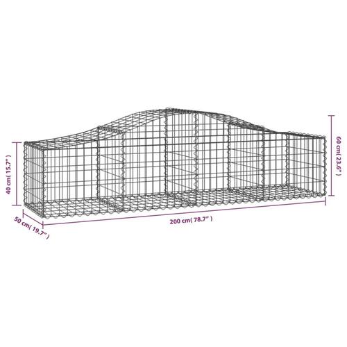 Buede gabionkurve 40 stk. 200x50x40/60 cm galvaniseret jern