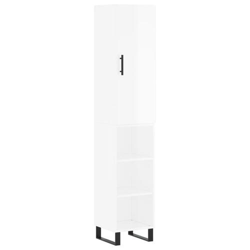 Skab 34,5x34x180 cm konstrueret træ hvid højglans