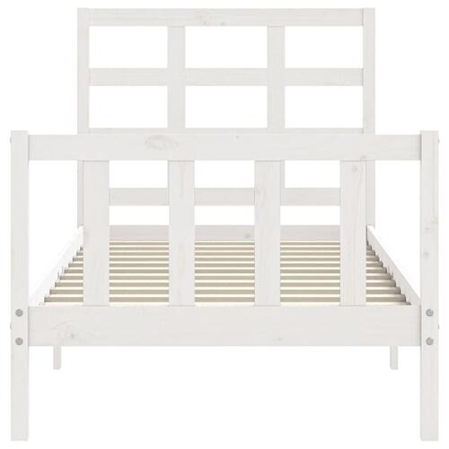 Sengeramme uden madras 90x200 cm massivt fyrretræ hvid