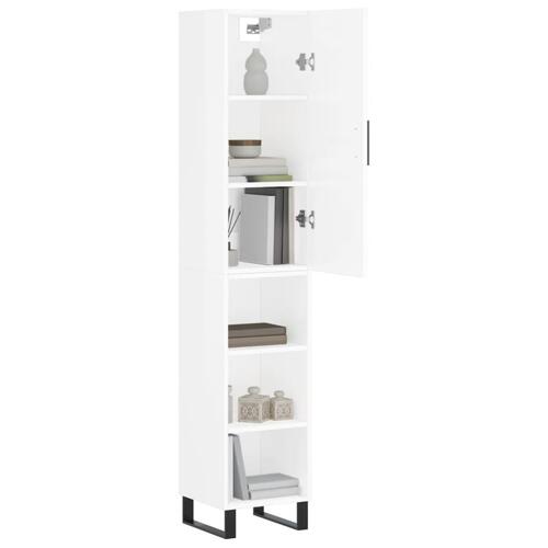 Skab 34,5x34x180 cm konstrueret træ hvid højglans