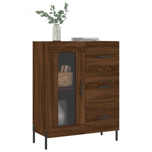 Skænk 69,5x34x90 cm konstrueret træ brun egetræsfarve