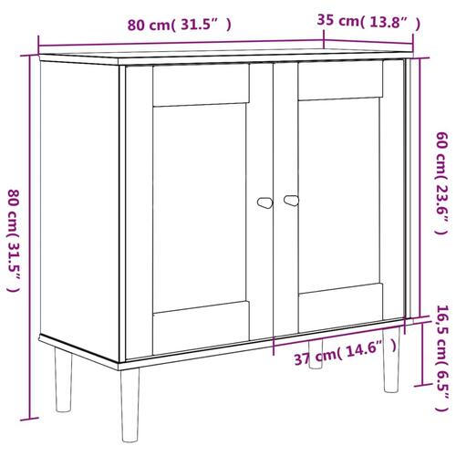 Skænk SENJA 80x35x80 cm rattan-look massivt fyrretræ brun