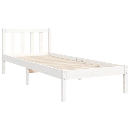 Sengeramme uden madras 90x200 cm massivt fyrretræ hvid