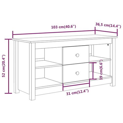 Tv-bord 103x36,5x52 cm massivt fyrretræ grå