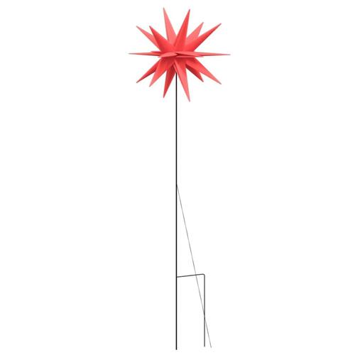 Juledekoration med LED-lys og jordspyd 3 stk. 35 cm foldbar rød