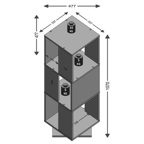 FMD roterende arkivskab åbent 34 x 34 x 108 cm sand-egetræsfarve