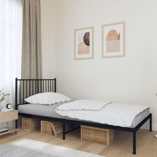 Sengeramme med sengegavl 100x200 cm metal sort