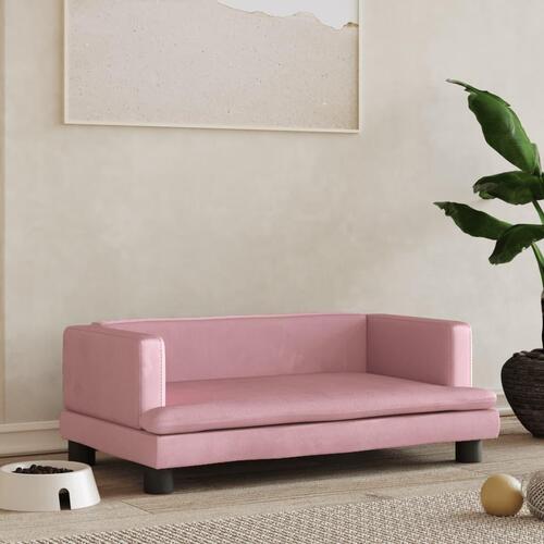 Hundeseng 80x45x30 cm velour lyserød