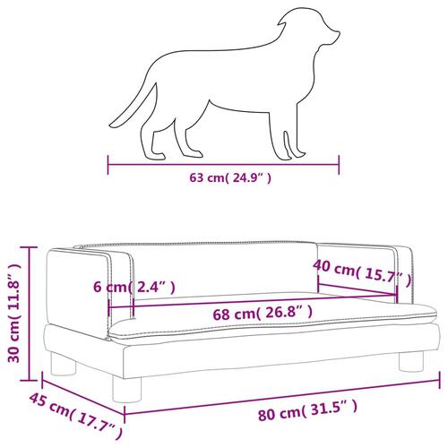 Hundeseng 80x45x30 cm velour lyserød