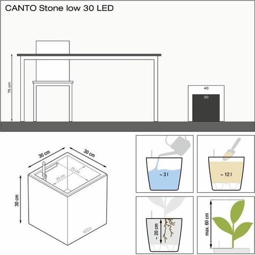 Selvvandende pot Lechuza Hvid 30 x 30 cm LED