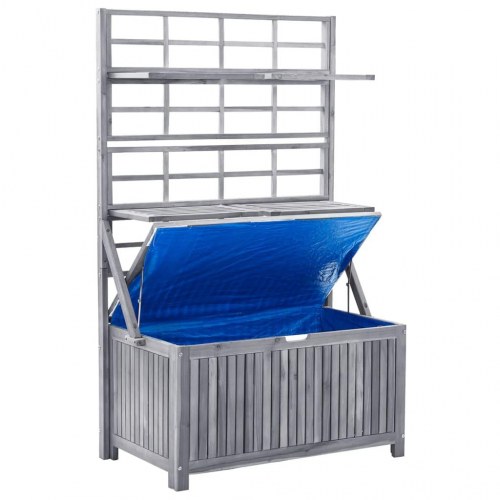 Opbevaringsboks med espalier 99x55x160 cm massivt akacietræ grå