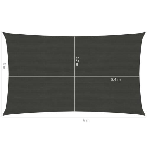 Solsejl 3x6 m 160 g/m² HDPE antracitgrå