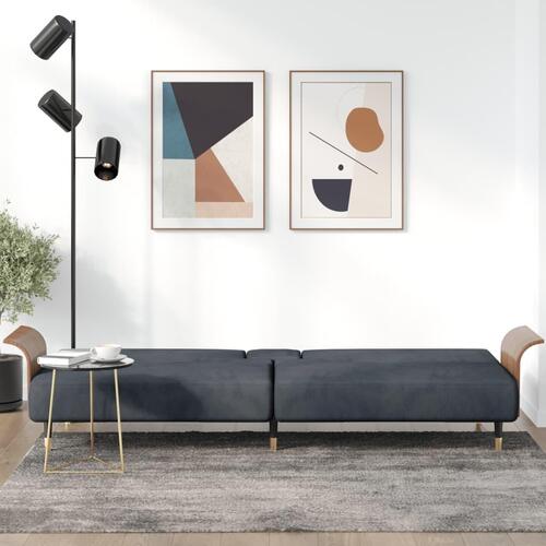 Sovesofa med kopholdere velour mørkegrå