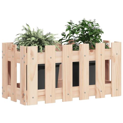 Plantekasse med stakitdesign 60x30x30 cm massivt fyrretræ