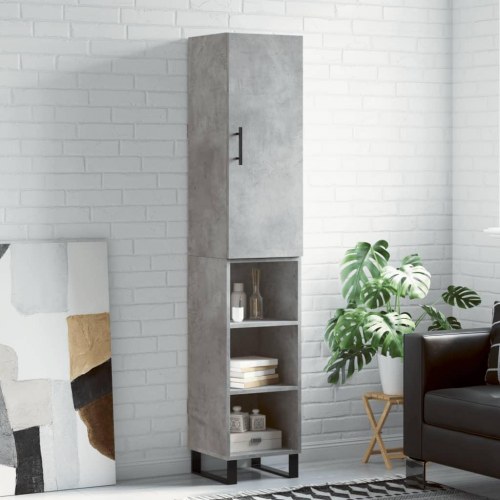Højskab/skænk 34,5 × 34 × 180 cm i konstrueret træ - betongrå