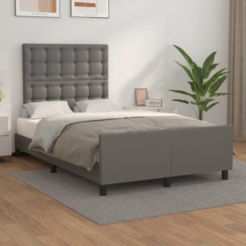 Sengeramme med sengegavl 120x200 cm - kunstlæder, grå