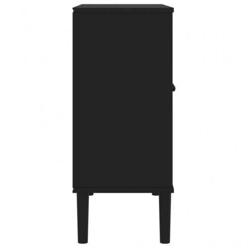 Skænk SENJA 80 x 35 x 80 cm i massivt fyrretræ med rattan-look - sort