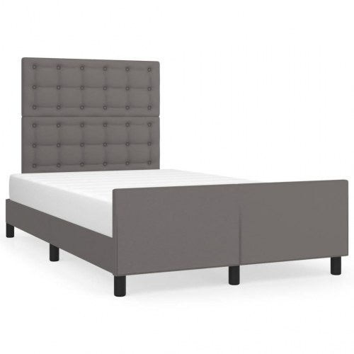 Sengeramme med sengegavl 120x200 cm - kunstlæder, grå
