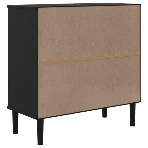 Skænk SENJA 80 x 35 x 80 cm i massivt fyrretræ med rattan-look - sort