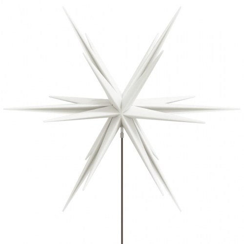 Juledekoration med LED-lys og jordspyd - 3 stk., foldbare stjerner 35 cm, hvid