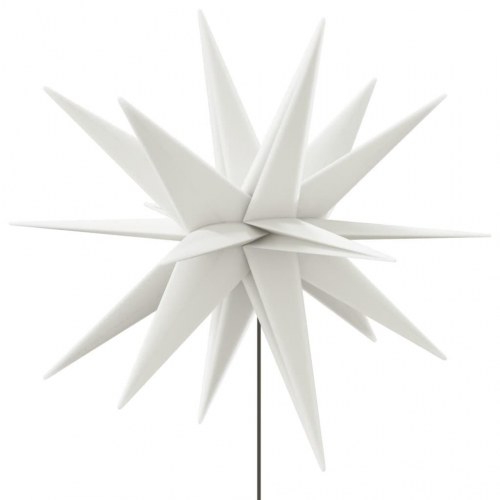 Juledekoration med LED-lys og jordspyd - 3 stk., foldbare stjerner 35 cm, hvid
