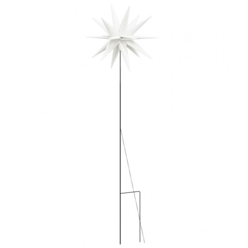 Juledekoration med LED-lys og jordspyd - 3 stk., foldbare stjerner 35 cm, hvid