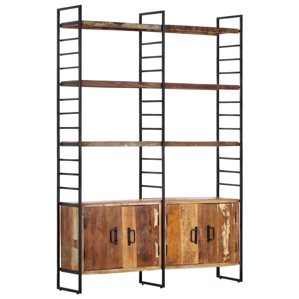 Bogreol i 4 niveauer 124x30x180 cm massivt genbrugstræ