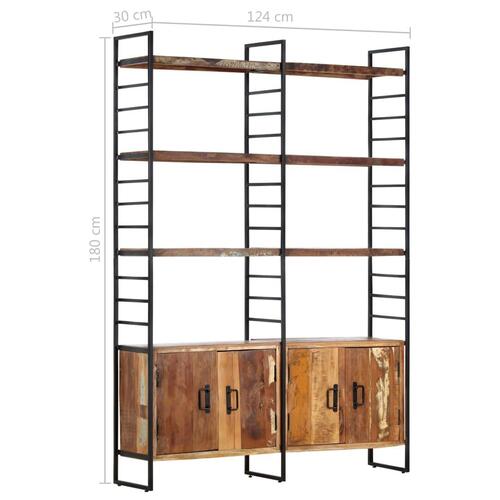 Bogreol i 4 niveauer 124x30x180 cm massivt genbrugstræ