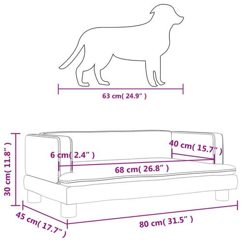 Hundeseng 80x45x30 cm velour mørkegrå