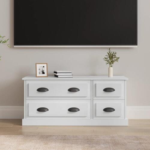 Tv-bord 100x35,5x45 cm konstrueret træ hvid højglans