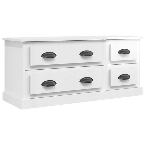 Tv-bord 100x35,5x45 cm konstrueret træ hvid højglans