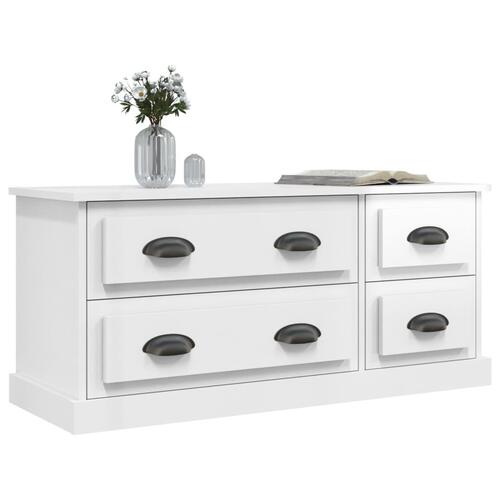 Tv-bord 100x35,5x45 cm konstrueret træ hvid højglans
