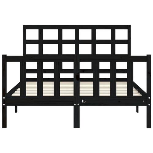 Sengeramme med sengegavl 140x190 cm massivt træ sort