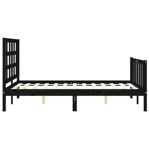 Sengeramme med sengegavl 140x190 cm massivt træ sort
