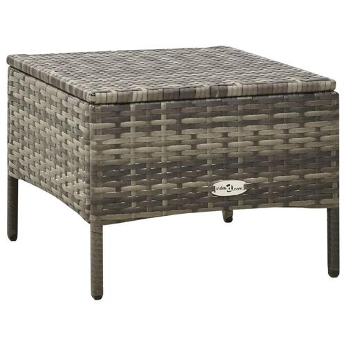 2-personers havesofa med tebord og taburetter polyrattan grå