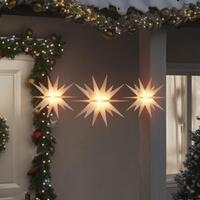 Juledekoration med LED-lys 3 stk. foldbar hvid