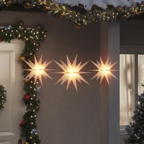 Juledekoration med LED-lys 3 stk. foldbar hvid