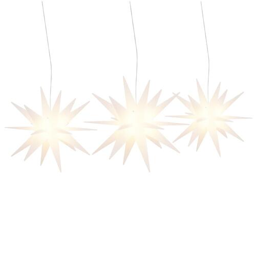 Juledekoration med LED-lys 3 stk. foldbar hvid