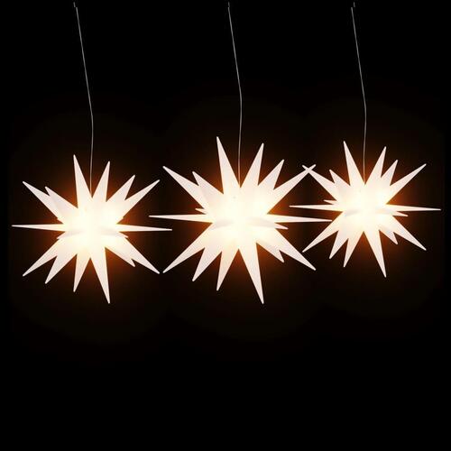 Juledekoration med LED-lys 3 stk. foldbar hvid