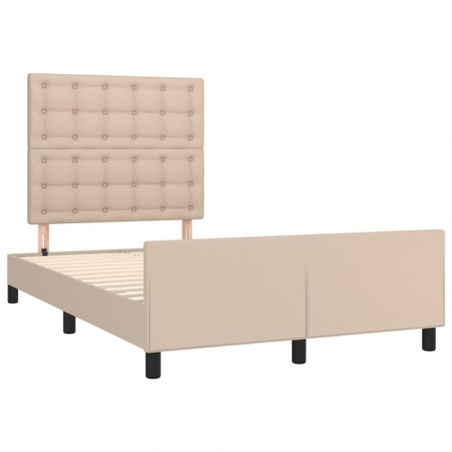 Sengeramme med sengegavl 120x200 cm i kunstlæder - cappuccino
