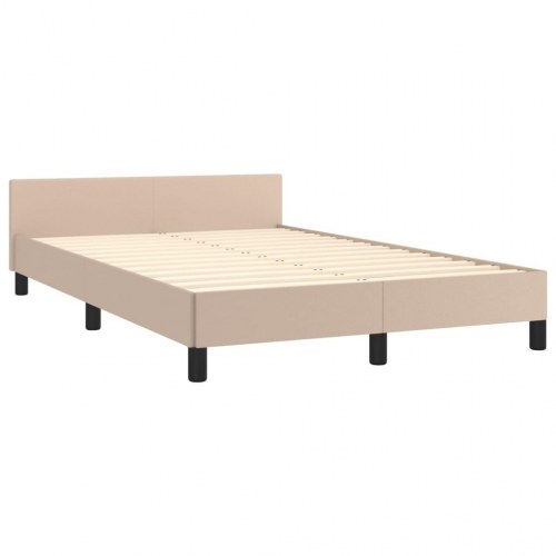 Sengeramme med sengegavl 120x200 cm i kunstlæder - cappuccino