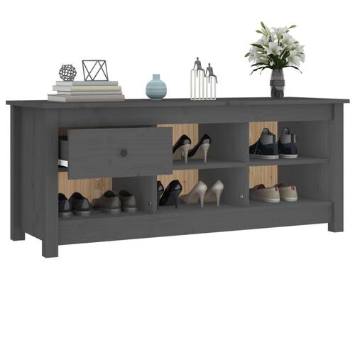 Skoreol 110x38x45,5 cm massivt fyrretræ grå